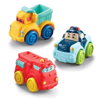 China Friction Toy High Quality Sliding Baby Cartoon Soft Wheel Vinyl Free Car Toy For Children for sale