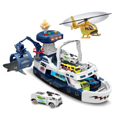 China Friction Toy Freewheel Kids Plastic Row Boat Ejection Car Toy 2022 With Light Music for sale