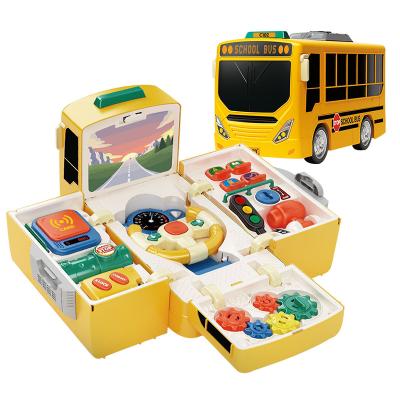 China Bring Newest School Bus Joyful Electric Simulated Steering Wheel Car Motor Toy Yellow for sale