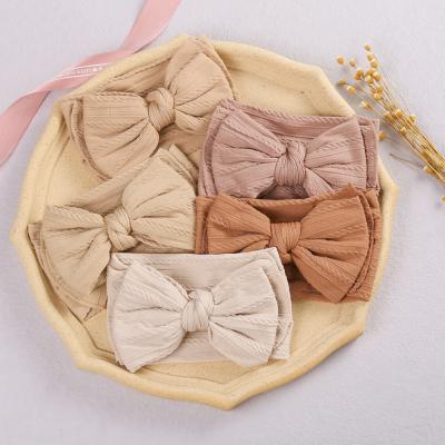 China Soft Children's Hair Accessories Jacquard Nylon Hair Belt Bow Baby Headband Baby Hair Circle Double for sale