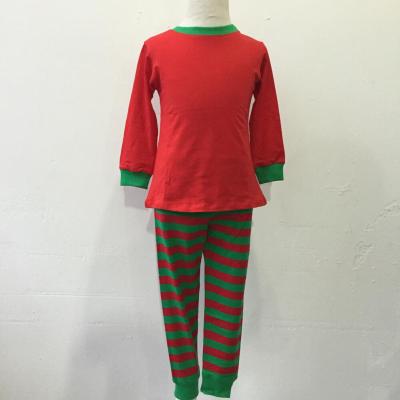 China FB Breathable High Quality Xmas Xmas Little Girl Service OEM Popular Porcelain Stripe Pajamas Popular Red Green Baby for sale