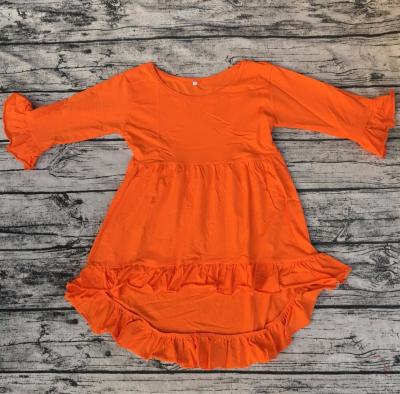 China Anti-pilling new hot sale printed Halloween orange top high low custom sizes fashion one piece dresses for babies for sale