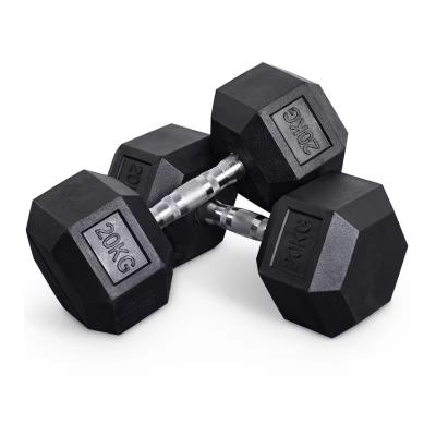 China Hot Sale Black Rubber Coated Dumbbell Weightlifting Dumbbell Outdoor Fitness Equipment 5KG 10KG 20KG 30KG 50KG for sale