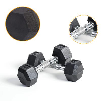 China Custom Black Hex Dumbbell Rubber Coated Dumbbells 2.5kg-50kg Low Price Rubber Covered For Weight Lifting for sale