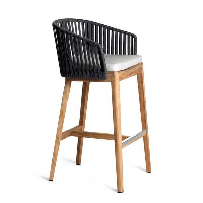 China Eco-friendly Outdoor Wooden Bar Chair Rattan Bar Stool Chair Umpire Chair for sale