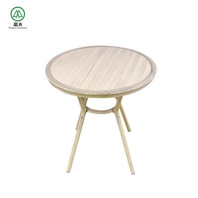 China Eco-Friendly\UV Resistant\Water Proof\Outdoor Tables Heavy Duty High Quality Grain Metal Garden Patio Weather Design Wooden Around Garden Furniture Dining Table Aluminum for sale