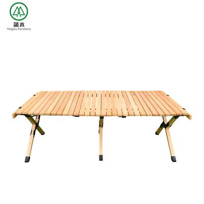 China Simple Folding Portable Wooden Folding Table Camping Roll Table\Easy Carrying\Lightweight High Quality Adjustable Wooden Foldable Picnic\Eco-friendly Table And Chair Beech Wood for sale