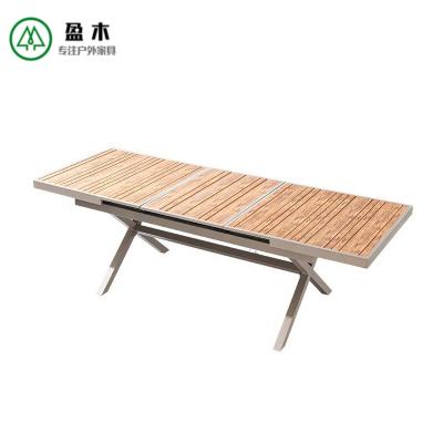 China 10 Person Modern Plastic Wood Aluminum Frame Easy Clean Dining Table Extension Table for sale