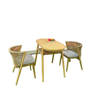 China Extendable Commercial Family Dining Furniture Aluminum Rope Table And Chairs Saving Space for sale