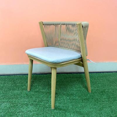 China Modern Frame and Rope Chair Leisure Weaving Chair Dining Chair Wood Grain Aluminum Fashion Dining Room Furniture Home Furniture for sale