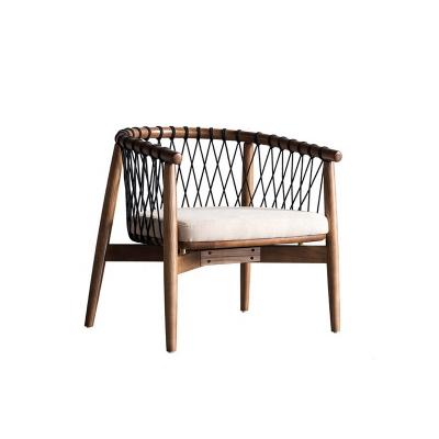 China Modern Stylish Comfortable Solid Wood And Rope Knitting Used Commercial House Dining Furniture Chair for sale