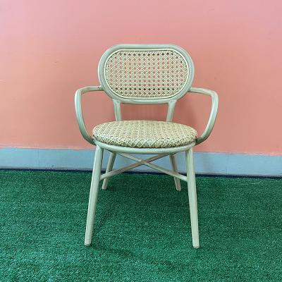 China Modern Stylish Bamboo Chair Aluminum Round Backrest Metal Bamboo Balcony Chair For Balcony Patio Dining Room for sale