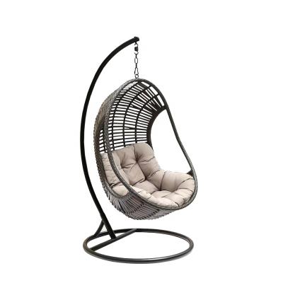 China Leisure Hotel Garden Single Seat Rattan Adult Contemporary Indoor Outdoor Hammock Steel Frame Wicker Swing Chair for sale