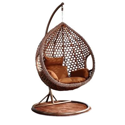 China Hot Selling Super Comfortable/Eco-friendly/UV-resistant/Heavy-duty Hanging Chair Swing Egg Metal Pole Rattan Outdoor Furniture Fast Delivery Swing Chair for sale