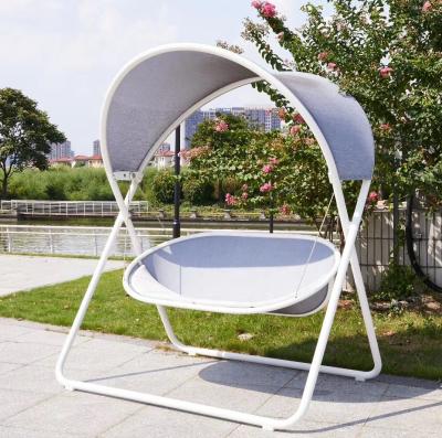 China 3 Seater Family Garden UV-Resistant Swing Chair With Long Fabric Cover And Folding Tea Table Well Used Hanging Chair for sale