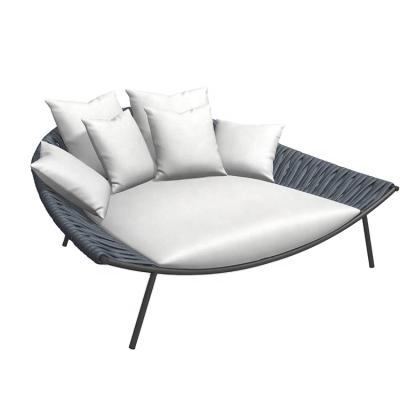 China All Weather Modern Unique Design Hot Sale Art Woven Design Outdoor Beach Lounge Bed for sale