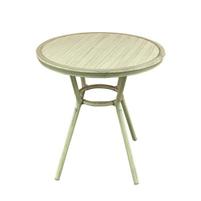 China Easy To Clean Elegant Log Grain Aluminum Table For Balcony And Hi-tea for sale