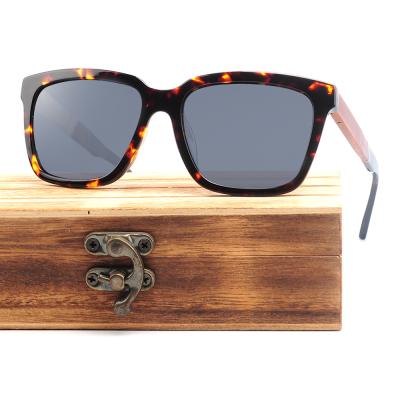 China Fashion Sunglasses Wooden Arms With Square Acetate Tips New Trendy Men's Sunglasses for sale