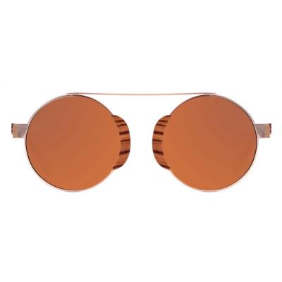 China Fashion Sunglasses Round Retro Vintage Sun Glass Metal Frame Custom Wooden Sunglasses for sale