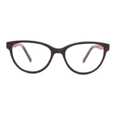 China Optical Frames Cat Eye Customize Walnut Frame Glass Wood Prescription for sale