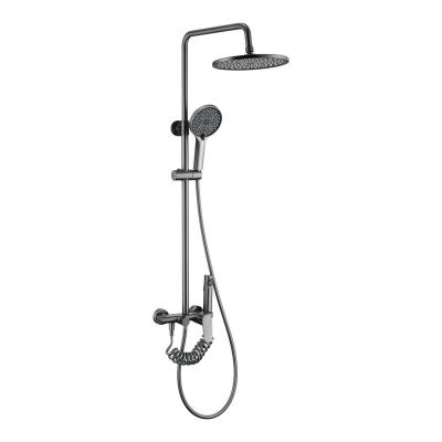 China Without Sliding Bar 4 Function Rain Shower Bathroom Shower Mixer Gun Metal Hot And Cold Shower Set for sale