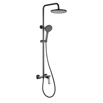 China With Sliding Bar 2022 Modern Black Shower Design Solid Brass Washroom Bath Shower Set With 3 Function for sale