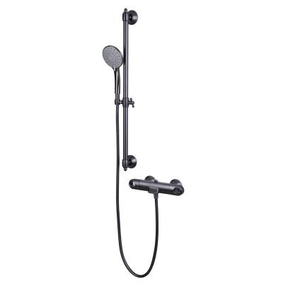 China Modern Fit Modern Bathroom Wall Mounted Single Hand Shower Design In Gunmetal Color With Shower Bar for sale