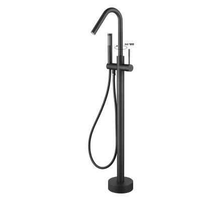 China Without Slide Bar Bathroom Shower Design Matt Black Color Brass Two Function Floor Standing Bathtub Faucet New for sale