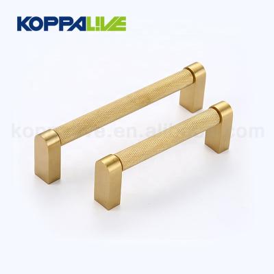 China Modern European Style Furniture Solid Brass Single Copper Home Cabinet Center Bar Knurled Handle Pull for sale