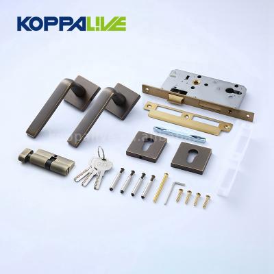 China KOPPALIVE Modern European Style Mortise Brass Door Lock Set Lever Door Pull Handle for sale