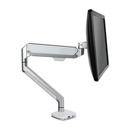 China Dual Screen Monitor Arm Shock Absorber Desktop Computer Mount Monitor Mechanical Arm Aluminum Adjustable Single Arm Support for sale