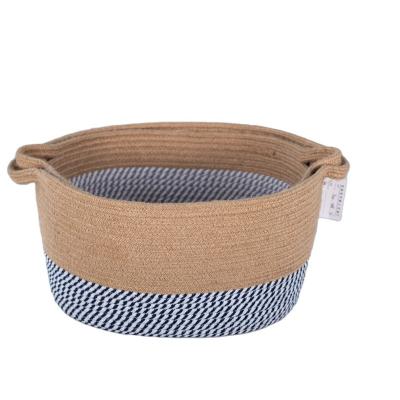 China Homeplus Christmas Cotton Rope Handcrafted Basket Woven Laundry Hamper Viable Customization for sale