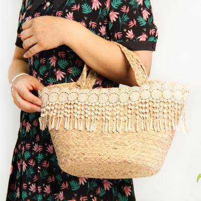 China Other Bag For Summer Handwoven Water Hyacinth Straw Rattan Tote Clutch Bags Women Straw Top-handle Handbag Beach Sea Water Hyacinth for sale