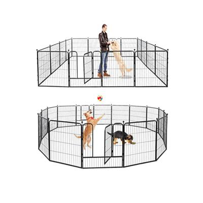 China OEM Breathable Factory Large Size 6 Panel Stackable Dog Pet Fence Movable Detachable Temporary Dog Fence Heavy Duty Pet Playpen for sale