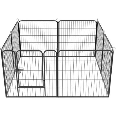 China Breathable Metal Wire Dog Barriers Portable Square Tube Tape Black Heavy Duty Dog Pens 8 Panel Small Animals Exercise Panels for sale