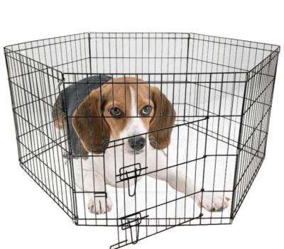 China Breathable Wholesale Cheap Modular Foldable Dog Barrier Exercise Pen Gate Fence Metal Dog Cage Kennel Barrier for sale