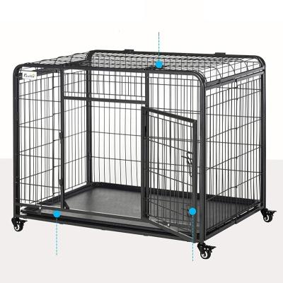 China Large Metal Pet Kennel Breathable Durable Black Large Dog Crate Outdoor Dog Cage for sale