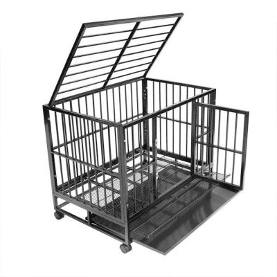 China Breathable Outdoor Metal Tube XXL Dog Cage With Plastic Tray Cage Transport For Large Dog Large Dog Kennel Heavy Duty Steel Crate With Wheels for sale