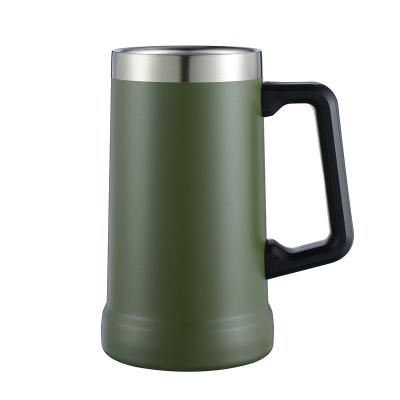 China Viable Adventure Big Hand Grip Beer Mug 24oz Stainless Steel Wall Vacuum Flasks And Thermos Mug Tankard Beer Mug With Handle for sale