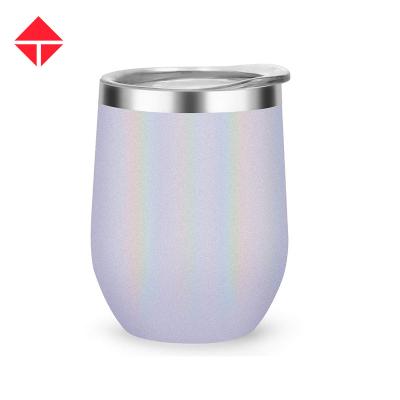 China Viable Wholesale Egg Shaped Tumbler Mugs For Gift Stainless Steel Gradient Color Mugs 12oz Wine Tumbler Beer Glass Mug for sale