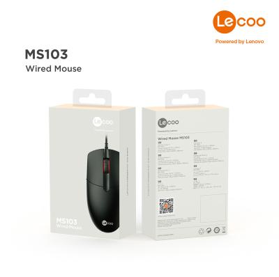 China LECOO MS103 USB 1000 DPI Wired Mouse Plastic Cheap Cable Optical Mouse for sale