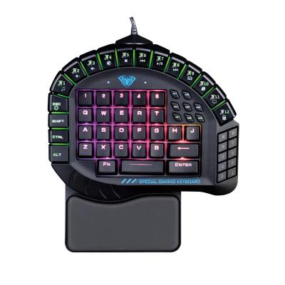 China AULA SI-881 OFFICIAL Plug and Play One-hand Key Gaming Keyboard Removable Hand Rest RGB Backlight Mechanical Gaming Keyboard for sale