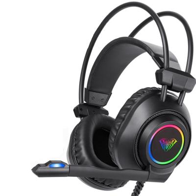 China Ear Hook AULA 7.1 Surround Stereo Sound Sound Card RGB Light Effect Independent E-sports Gaming Earphone (3.5mm+USB version) for sale