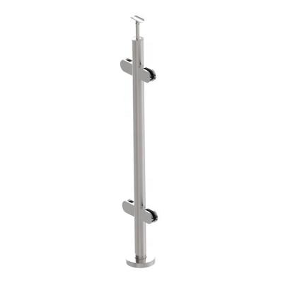 China Newel Contemporary Stainless Steel Post with 90 Angle Flange Glass Railing Post, Custom Railings Handrails with Backing Plate for sale