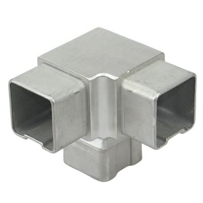 China Contemporary Stainless Steel Railing Fittings Three Way Corner Elbow For Square Tube Pipe Connector for sale