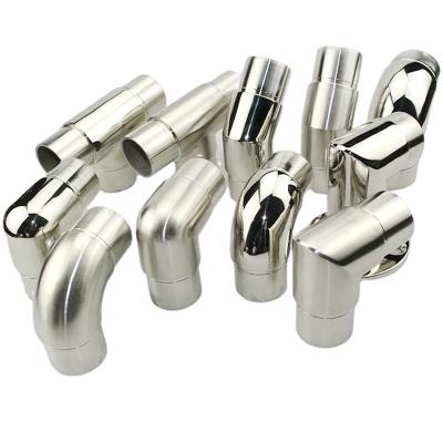 China Contemporary Flush Railing Joint Joiner Tube Balustrade Elbow Stainless Steel Mirror Fittings for sale