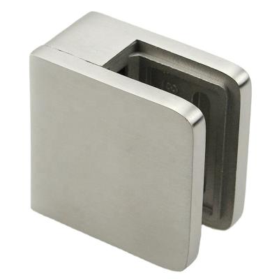 China Flat Height Glass Clamp 45mm S Square Stainless Steel Glass Clamp Back for sale