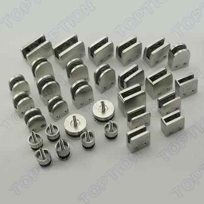 China Small Square Clamp Stainless Steel Glass Clamp Flat Back Glass Balustrade / Balustrade Fittings TOPTION for sale