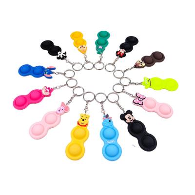 China Keyring Cartoon Design Colorful Choice Bubble Popper Fidget Toy Pop Fidget Toy Silicone With Keychain for sale