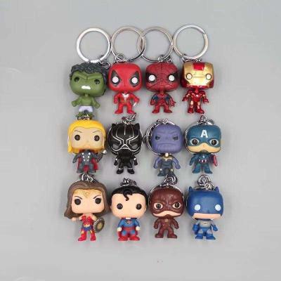 China Keyring Pvc Mni 4.5cm Wholesale Cartoon 3d Superhero Keychain 4pcs Per Set Heroes Action Figure Pendant Keychain for sale